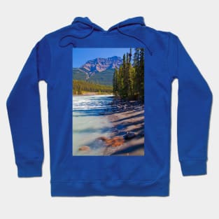 Canada. Canadian Rockies. Jasper National Park. Athabasca River. Hoodie